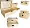 12 Pc Rectangle Unfinished Wood Box Natural DIY Craft Stash Boxes with Hinged Lid and Front Clasp for Arts Hobbies Comes in 2 Different Sizes